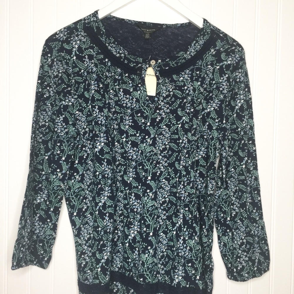 LUCKY BRAND DARK BLUE TOP - L - NWT